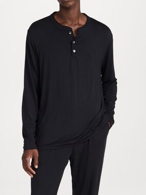 Eberjey Henry Modal Long Sleeve Black PJ Top XL Shirt